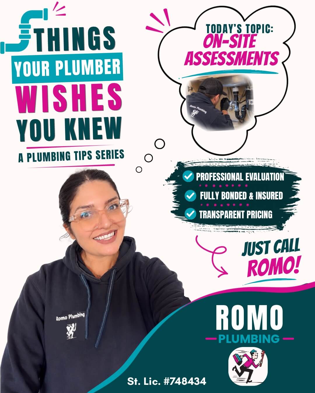 Vanessa from Romo Plumbing explains the on-site assessment fee